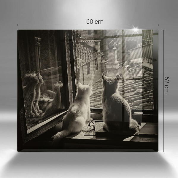 Spisskyddsplatta unik Katter stad och fönster