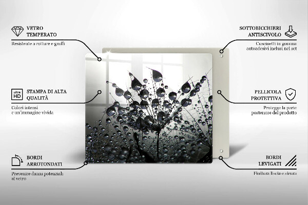 Spisskyddsplatta unik Maskrosor och dagg