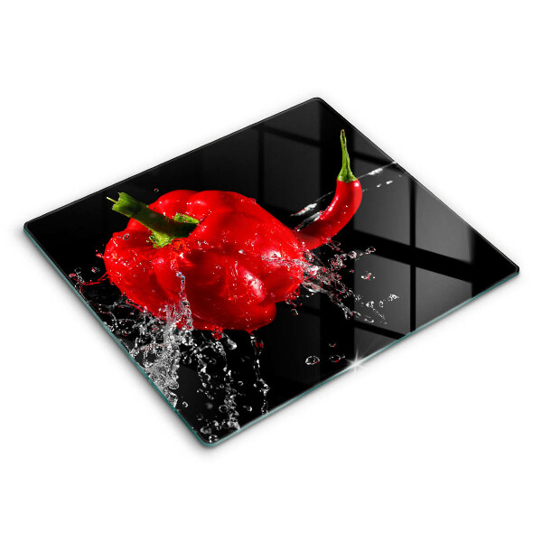 Spisskyddsplatta unik Röd paprika i vatten