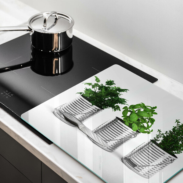 Spisskyddsplatta unik Krukor med örtväxter