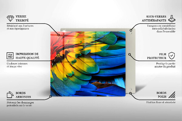 Skydd för induktionsspis unik Färgglada papegojfjädrar