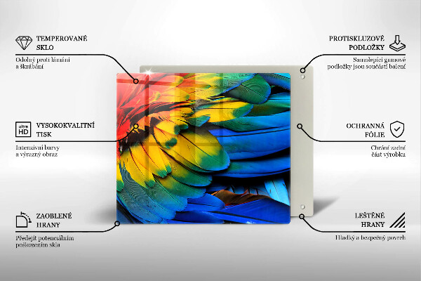 Skydd för induktionsspis unik Färgglada papegojfjädrar