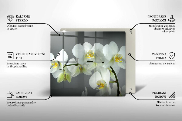Spisskyddsplatta unik Vita orkidéblommor