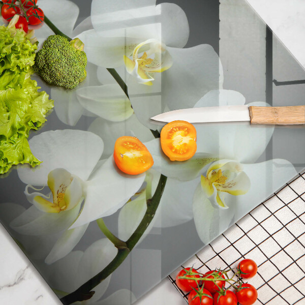 Spisskyddsplatta unik Vita orkidéblommor