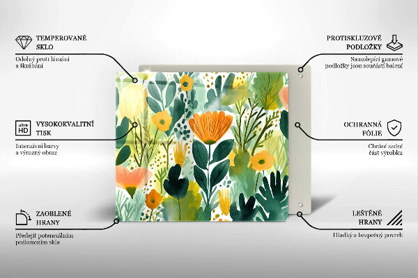 Skydd för induktionsspis unik Målade blommor