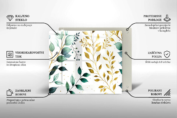 Skydd för induktionsspis unik Gröna och guldiga blad