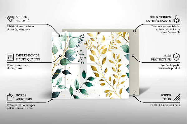 Skydd för induktionsspis unik Gröna och guldiga blad