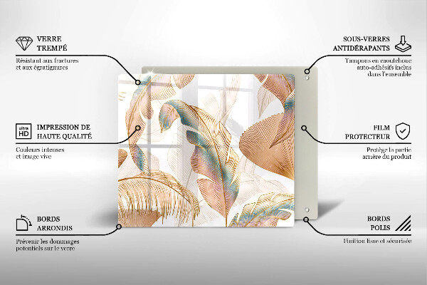 Skydd för induktionsspis unik Boho fjädrar och löv