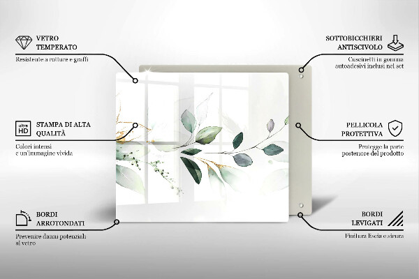 Skydd för induktionsspis unik Akvarell blad