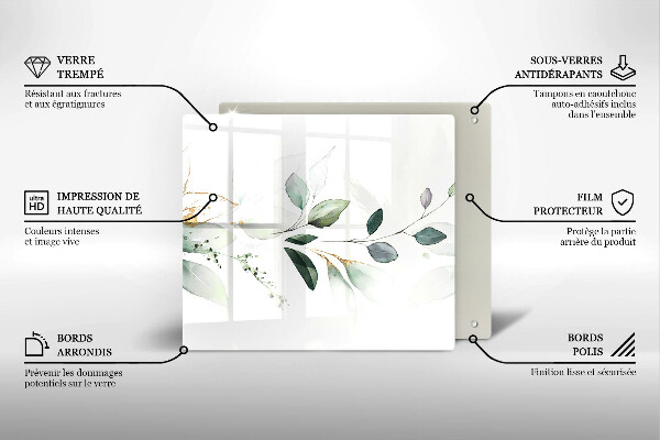 Skydd för induktionsspis unik Akvarell blad