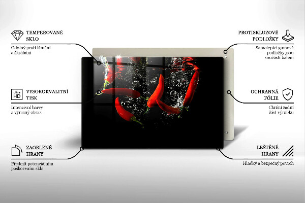 Spisskyddsplatta elegant Chilipeppar i vatten