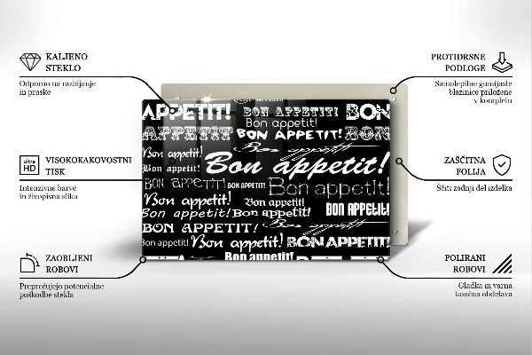 Spisskyddsplatta elegant Kökstexter God aptit