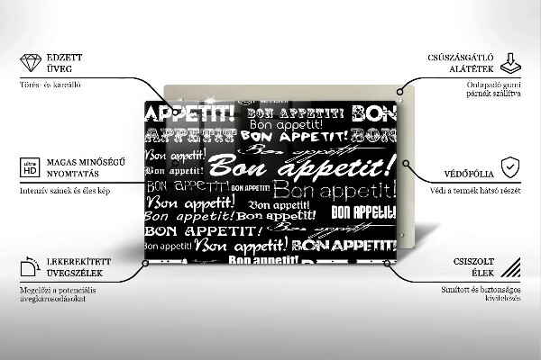 Spisskyddsplatta elegant Kökstexter God aptit