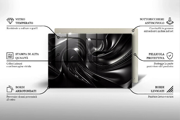 Skydd för induktionsspis elegant Abstrakt svart massa