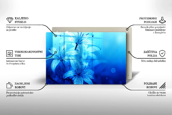 Skydd för induktionsspis elegant Blå blommor