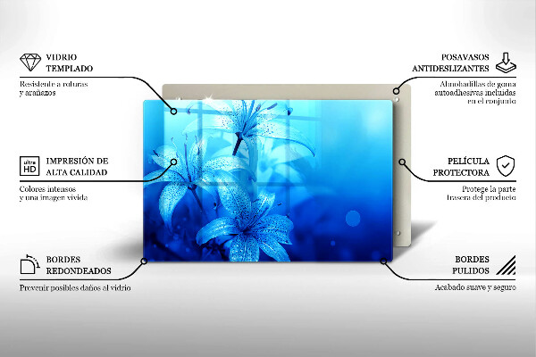 Skydd för induktionsspis elegant Blå blommor