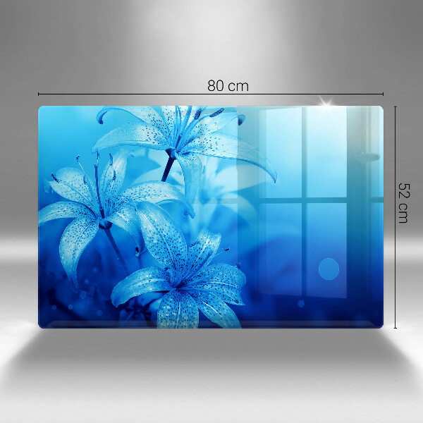 Skydd för induktionsspis elegant Blå blommor