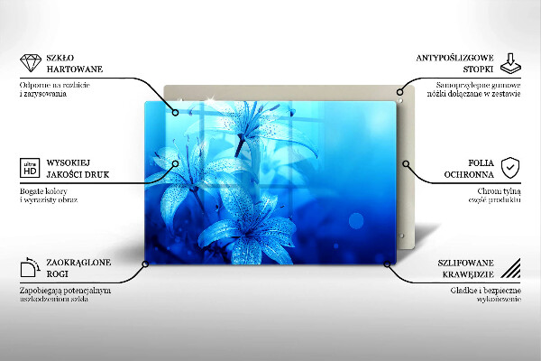 Skydd för induktionsspis elegant Blå blommor