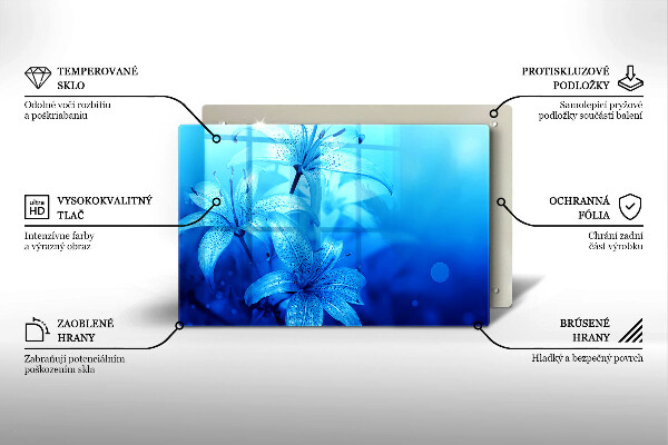 Skydd för induktionsspis elegant Blå blommor