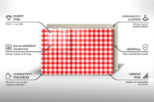Skydd för induktionsspis elegant Rött och vitrutigt mönster