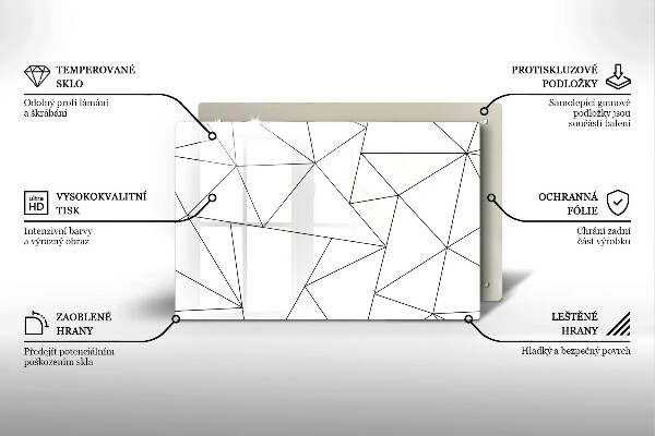 Skydd för induktionsspis elegant Vita trianglar