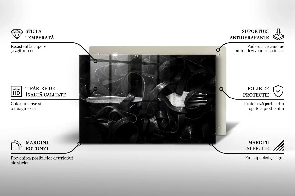 Spisskyddsplatta elegant Svart tagliatelle pasta