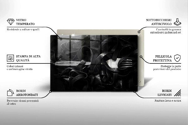 Spisskyddsplatta elegant Svart tagliatelle pasta