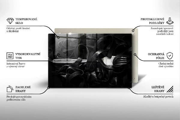 Spisskyddsplatta elegant Svart tagliatelle pasta