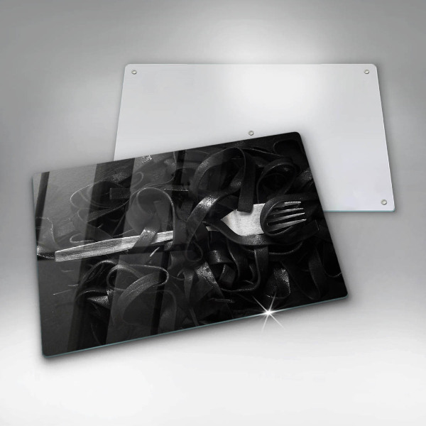 Spisskyddsplatta elegant Svart tagliatelle pasta