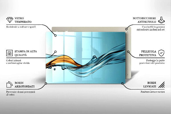 Spisskyddsplatta elegant Vatten på en blå bakgrund