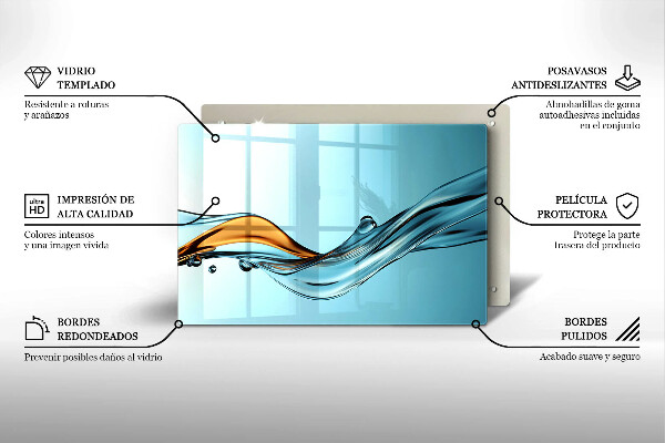Spisskyddsplatta elegant Vatten på en blå bakgrund