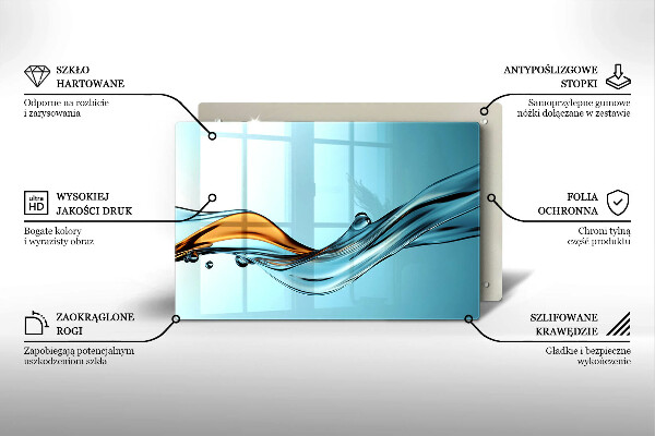 Spisskyddsplatta elegant Vatten på en blå bakgrund