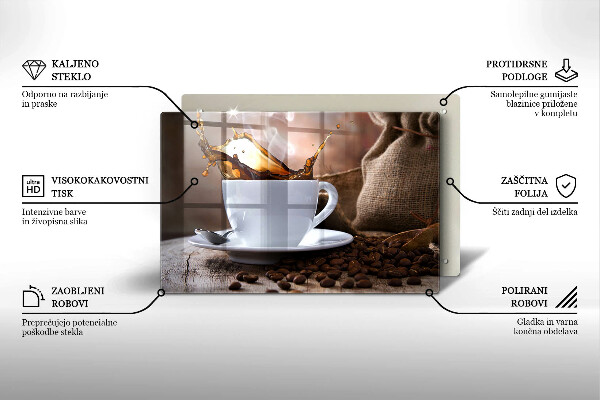 Spisskyddsplatta elegant Kopp och kaffebönor