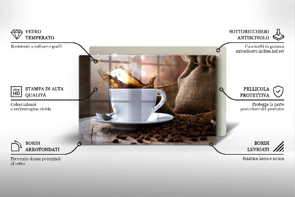 Spisskyddsplatta elegant Kopp och kaffebönor