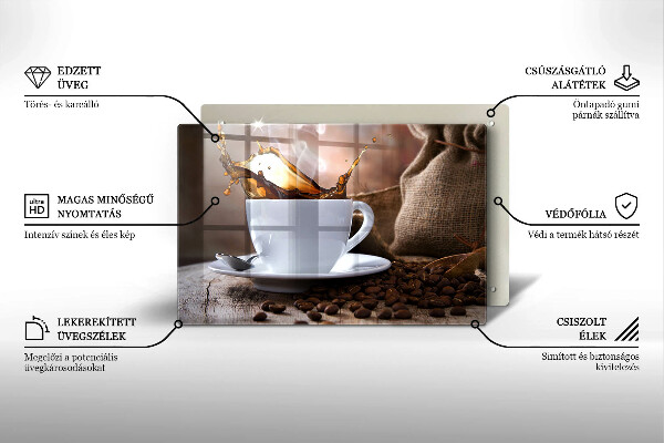 Spisskyddsplatta elegant Kopp och kaffebönor