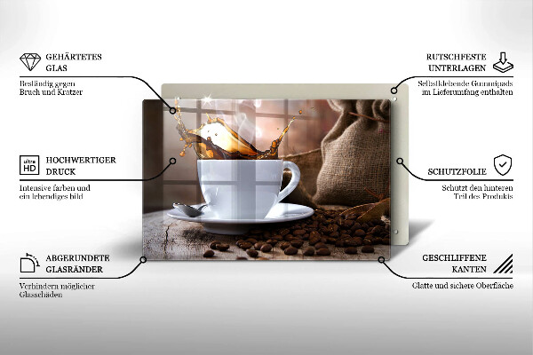 Spisskyddsplatta elegant Kopp och kaffebönor