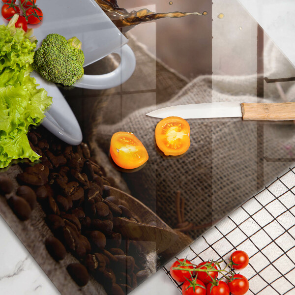 Spisskyddsplatta elegant Kopp och kaffebönor