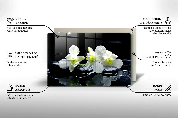 Spisskyddsplatta elegant Vita blommor i Zen vatten