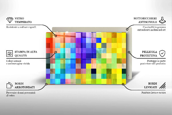 Glashällskydd elegant Färgglada pixel rutor