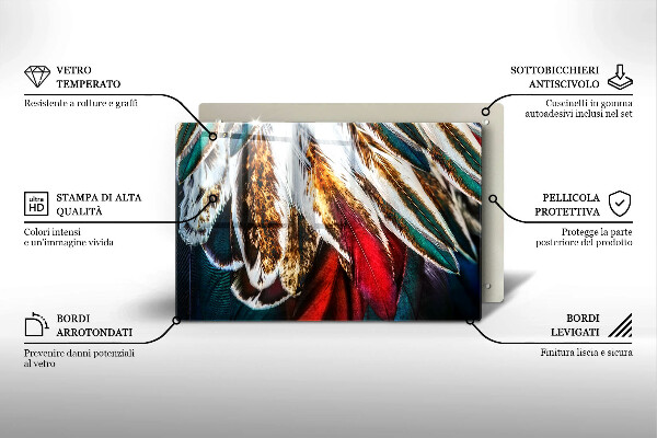 Spisskyddsplatta elegant Boho fågelfjädrar