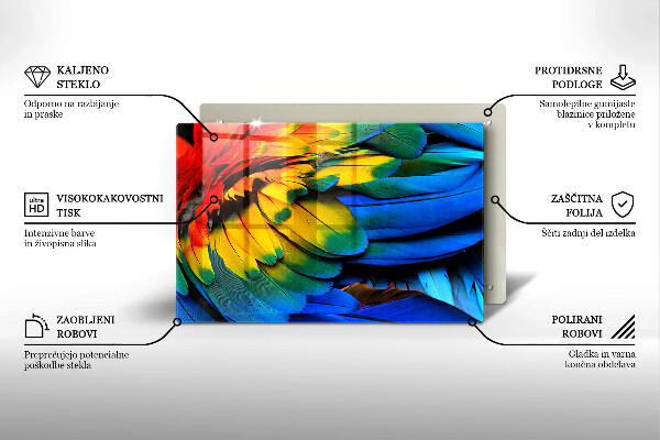 Kokkärlskydd elegant Färgglada papegojfjädrar