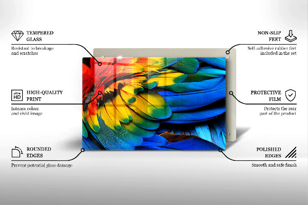 Kokkärlskydd elegant Färgglada papegojfjädrar