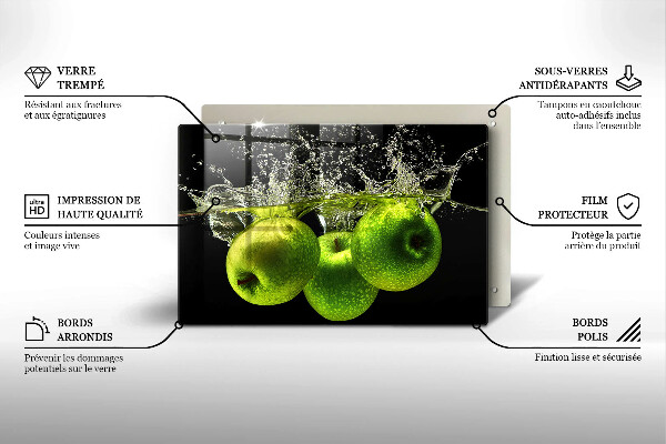 Spisskyddsplatta elegant Gröna äpplen och vatten