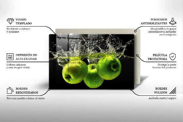 Spisskyddsplatta elegant Gröna äpplen och vatten
