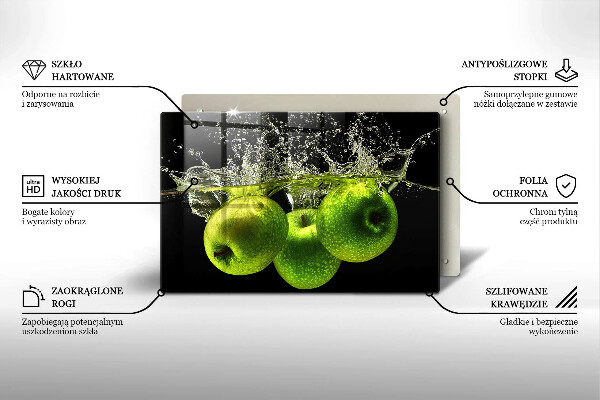 Spisskyddsplatta elegant Gröna äpplen och vatten
