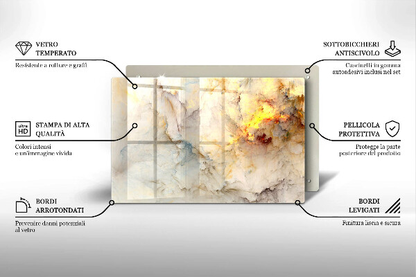 Kokkärlskydd elegant Marmorstruktur med guld
