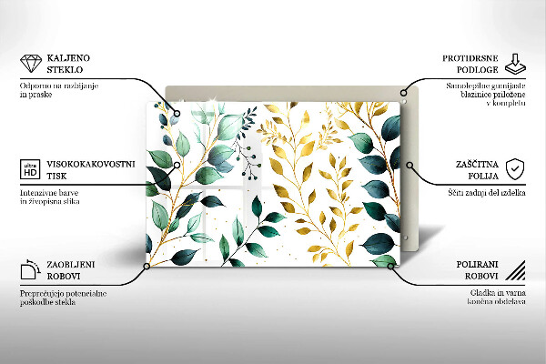 Kokkärlskydd elegant Gröna och guldiga blad