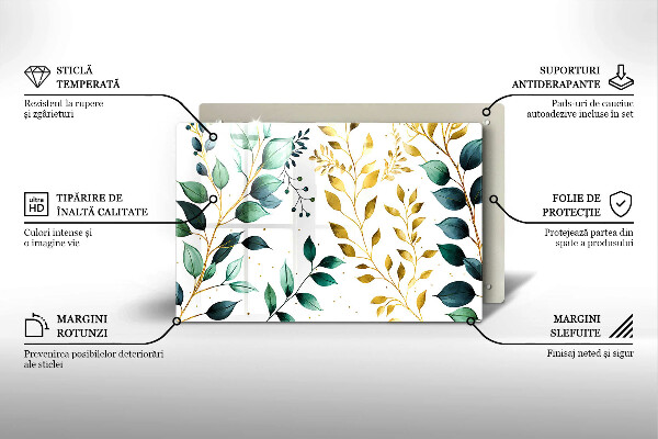 Kokkärlskydd elegant Gröna och guldiga blad