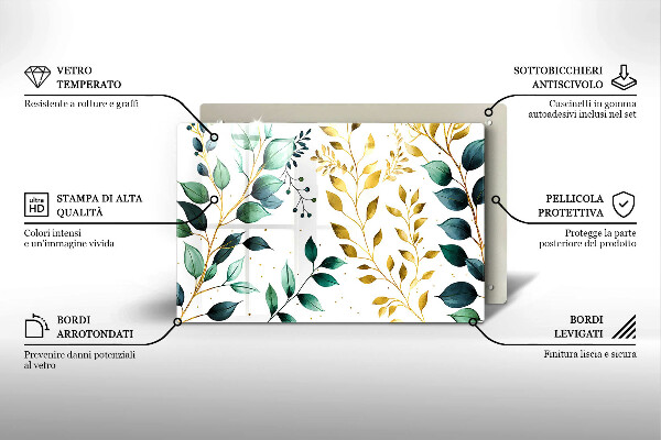 Kokkärlskydd elegant Gröna och guldiga blad