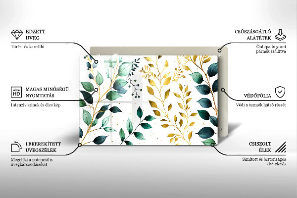 Kokkärlskydd elegant Gröna och guldiga blad